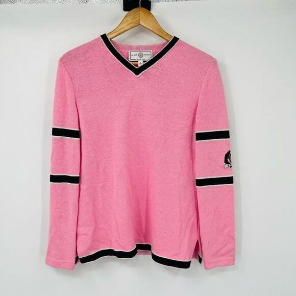 Vintage St. John Sport by Marie Gray V-Neck Pullover Sweater Womens Pink Small - Picture 1 of 6